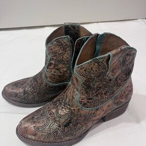 Sterling River Womens Turquoise and Metallic Western Cowboy Glam Boots- Size 9.5